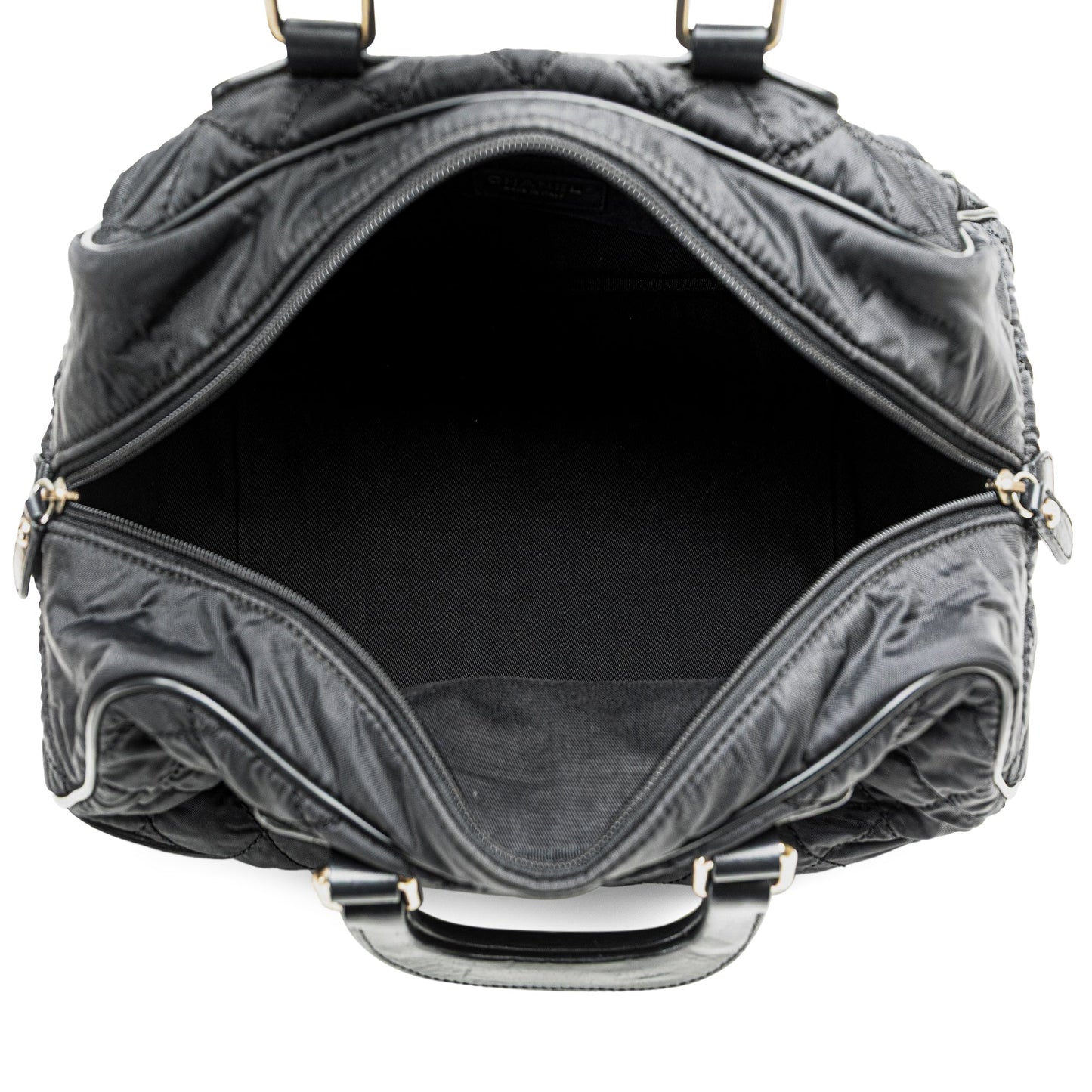 Chanel Paris New York Quilted Nylon Duffle Handbag