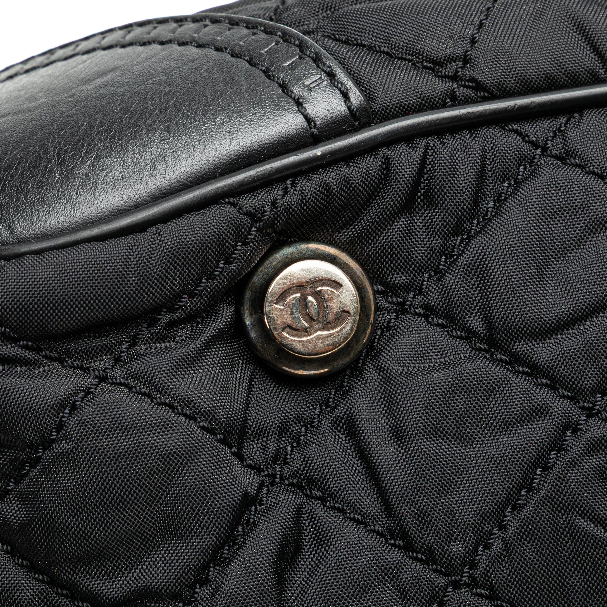 Chanel Paris New York Quilted Nylon Duffle Handbag