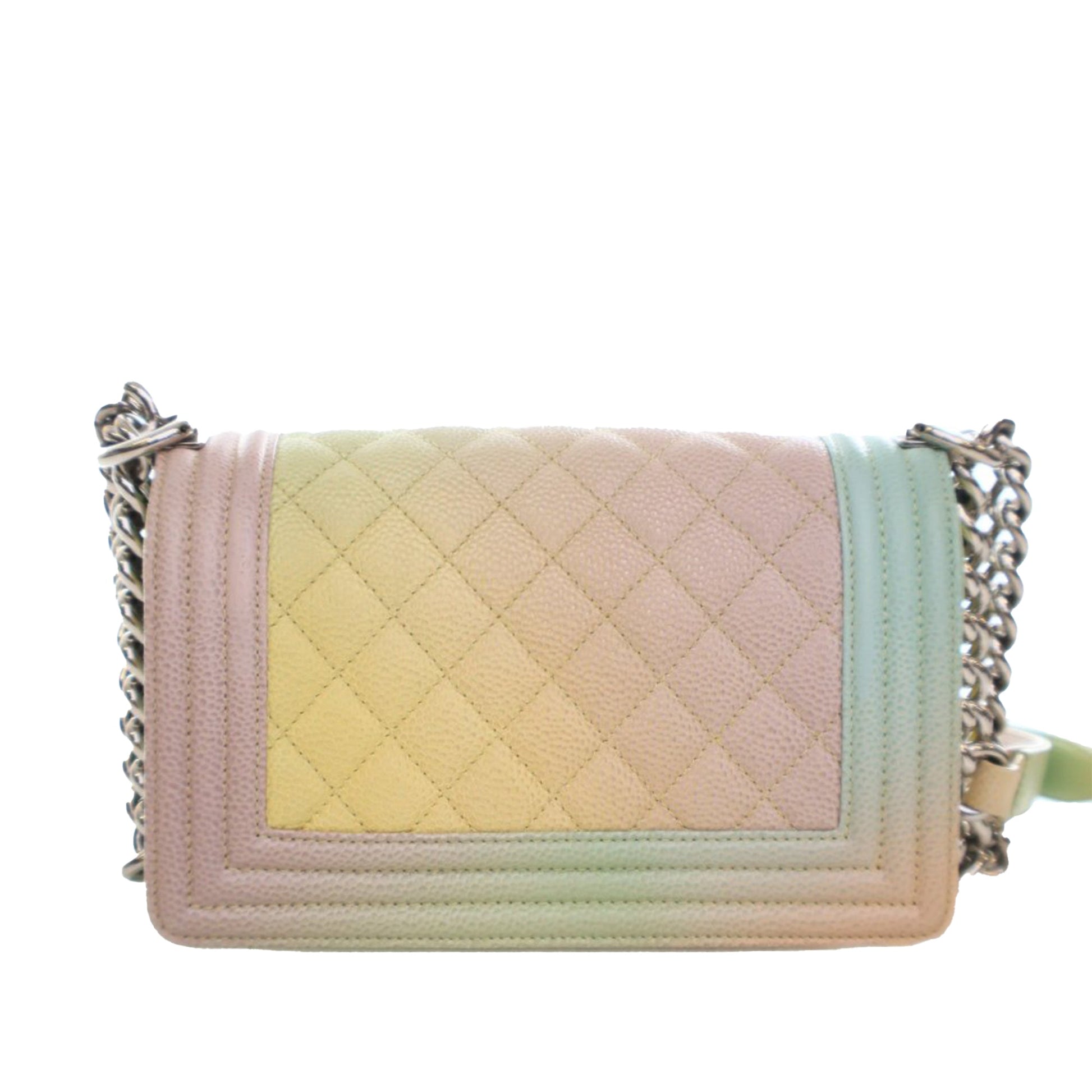 Chanel Small Quilted Caviar Rainbow Boy Flap