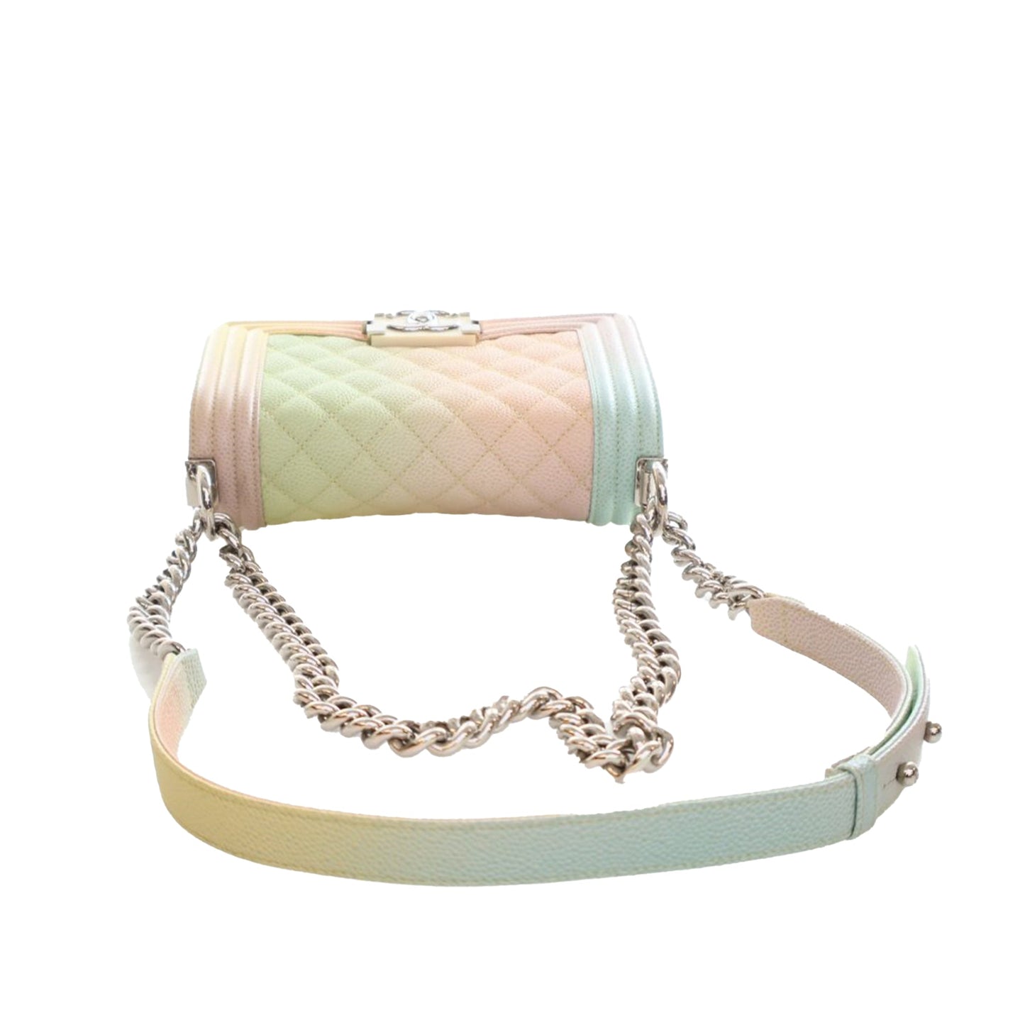 Chanel Small Quilted Caviar Rainbow Boy Flap