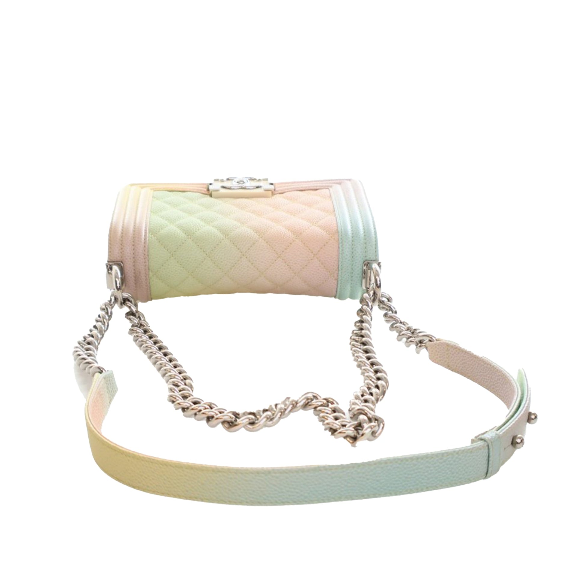 Chanel Small Quilted Caviar Rainbow Boy Flap