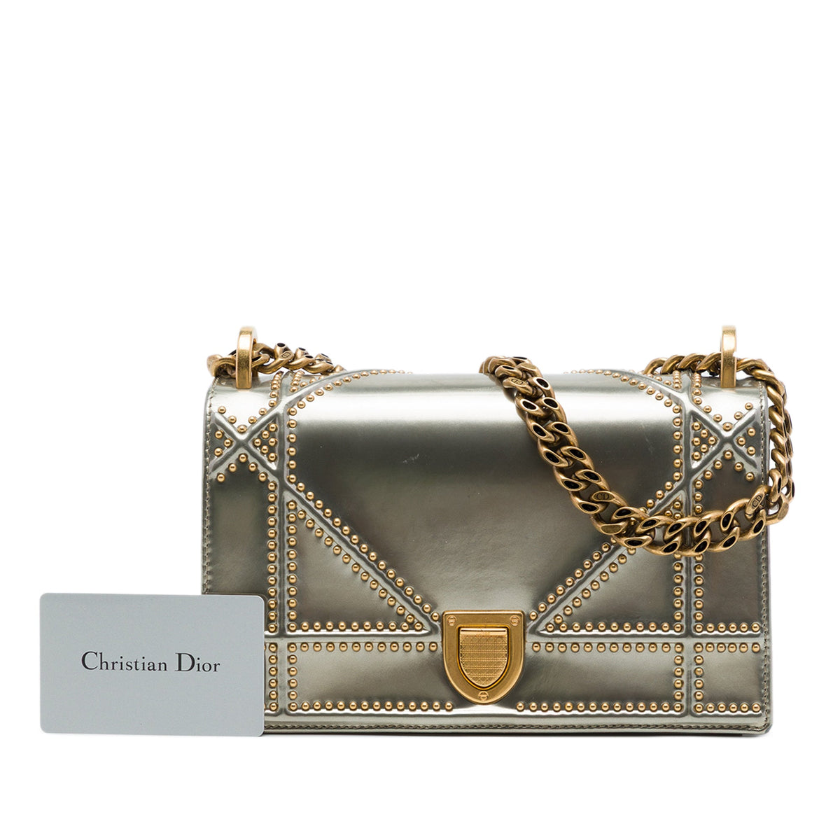 Dior Small Studded Patent Diorama Flap
