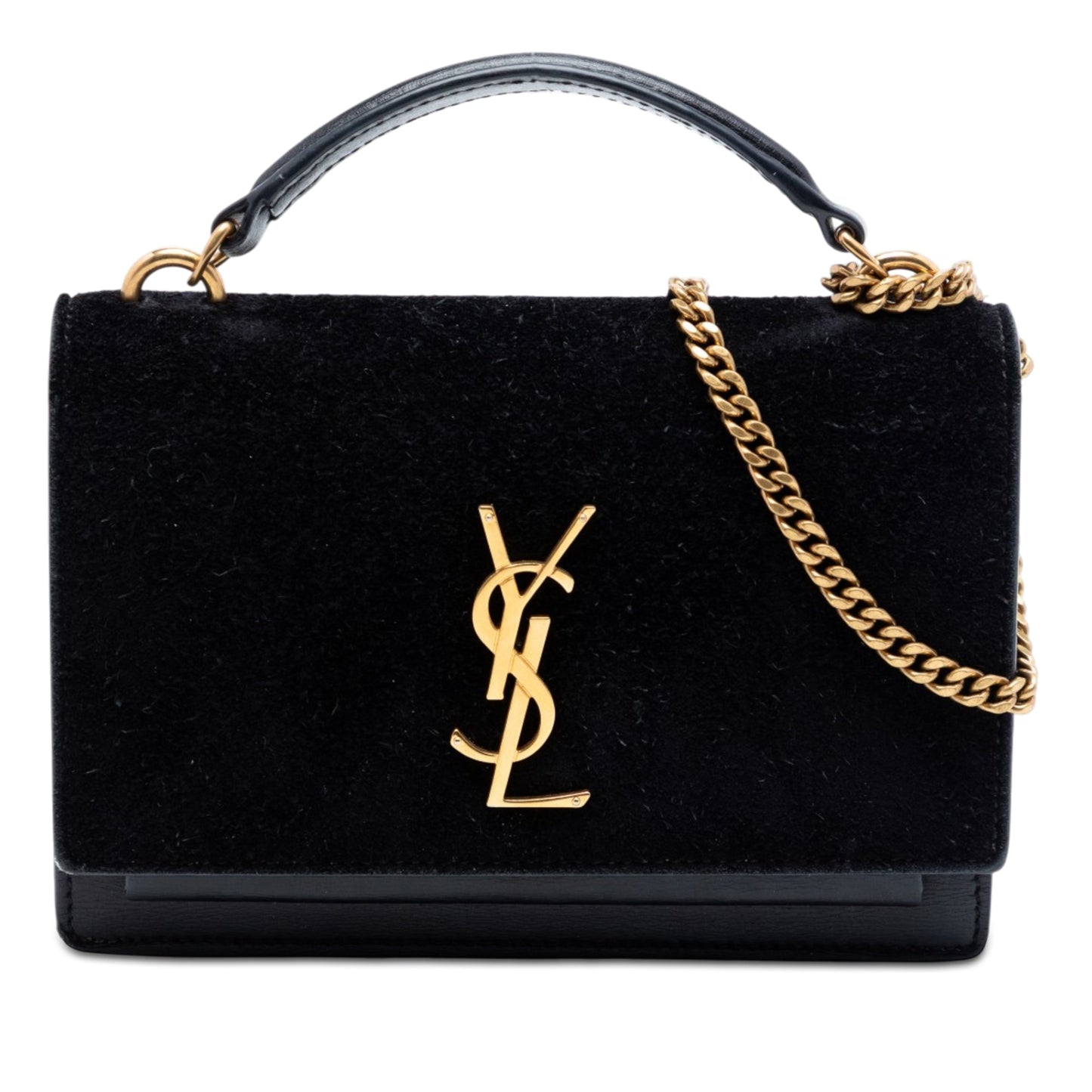 Saint Laurent Medium Suede and Calfskin Monogram Sunset Top Handle Bag
