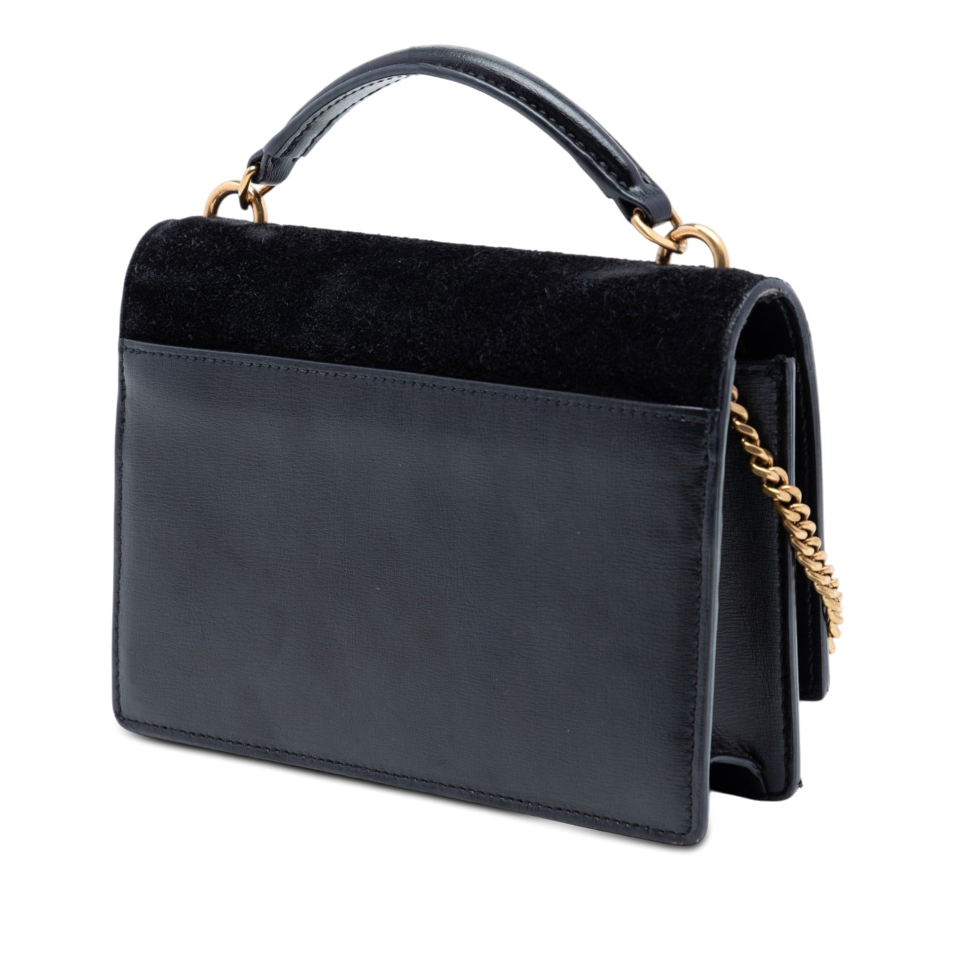 Saint Laurent Medium Suede and Calfskin Monogram Sunset Top Handle Bag