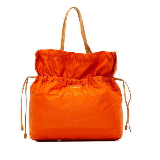 Prada Tessuto Logo Drawstring Tote