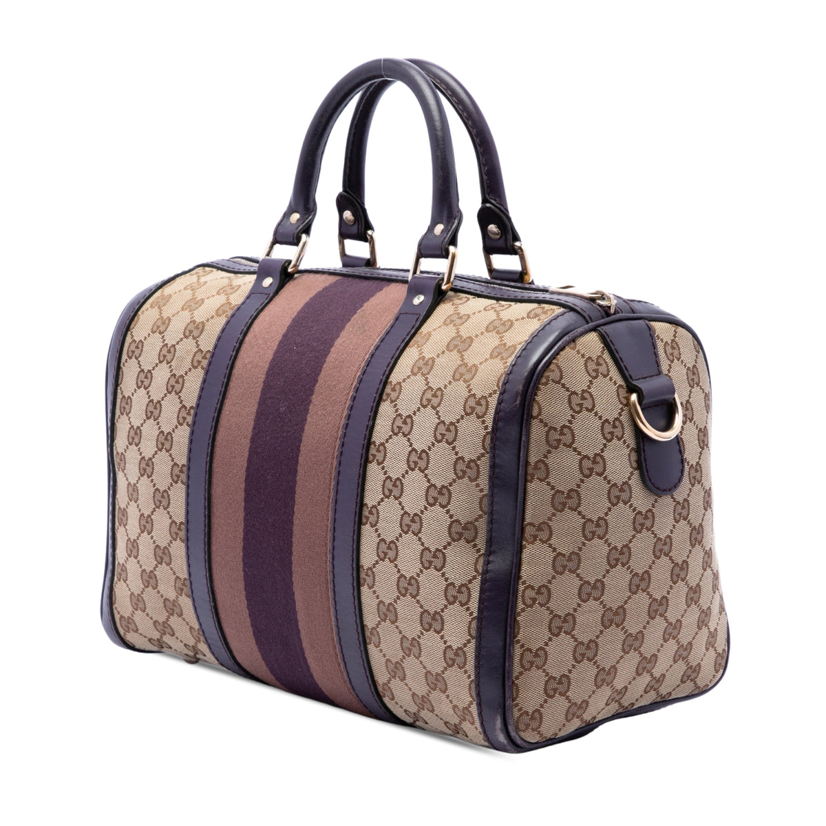 Gucci Medium GG Canvas Web Joy Boston Bag — Beige