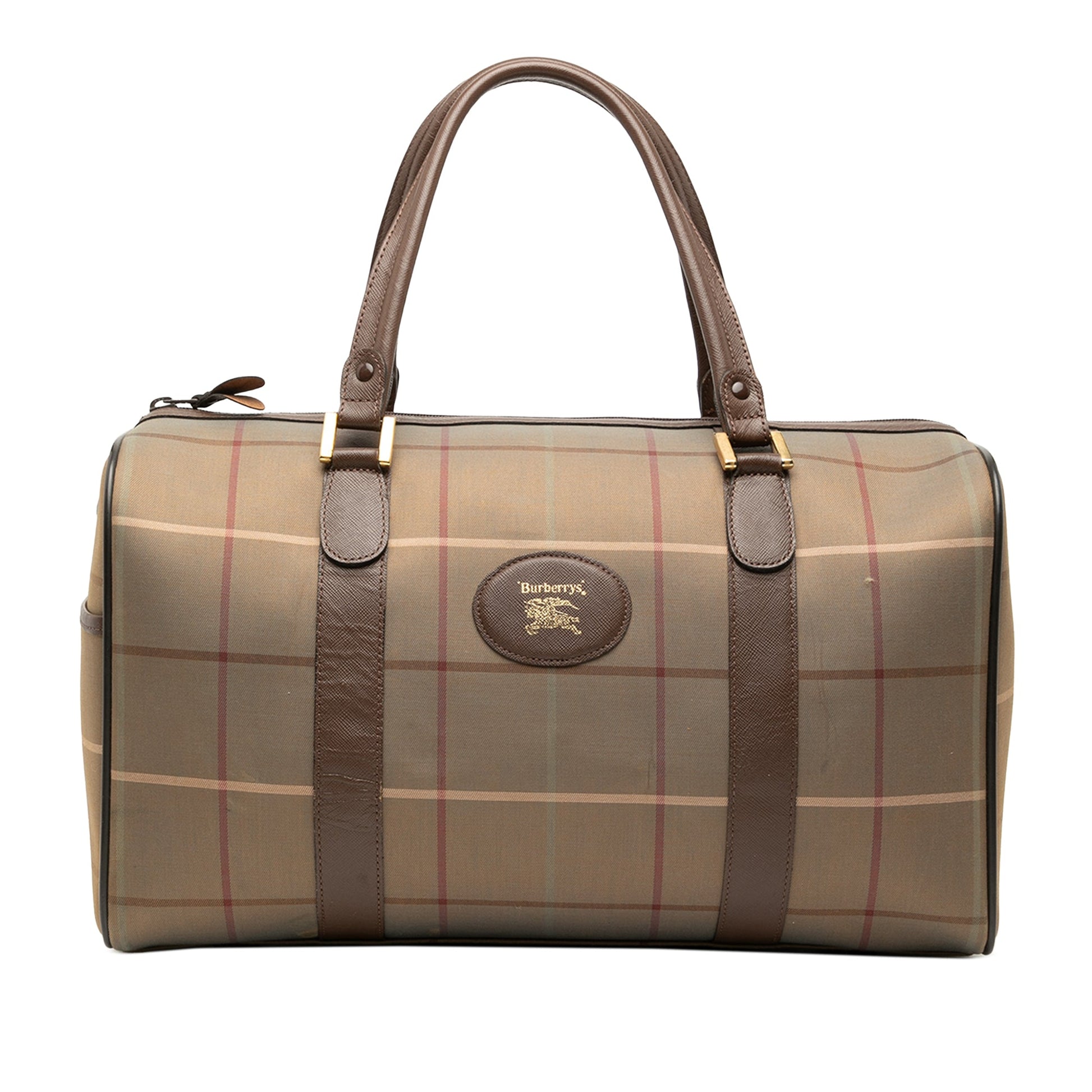 Burberry Vintage Check Canvas Boston Bag