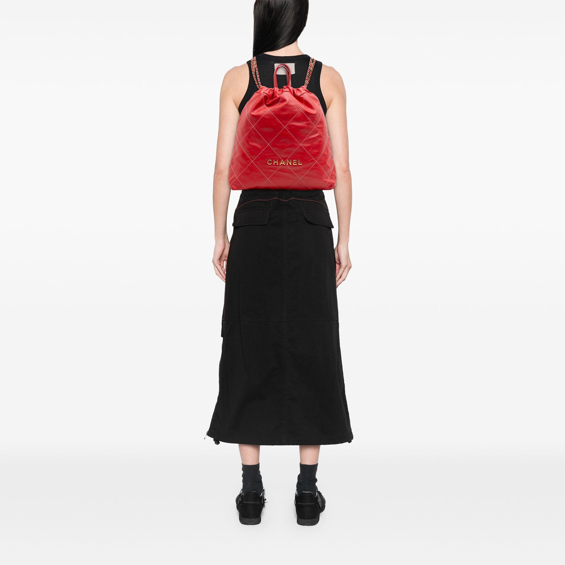 Chanel Large Quilted Shiny Calfskin 22 Backpack