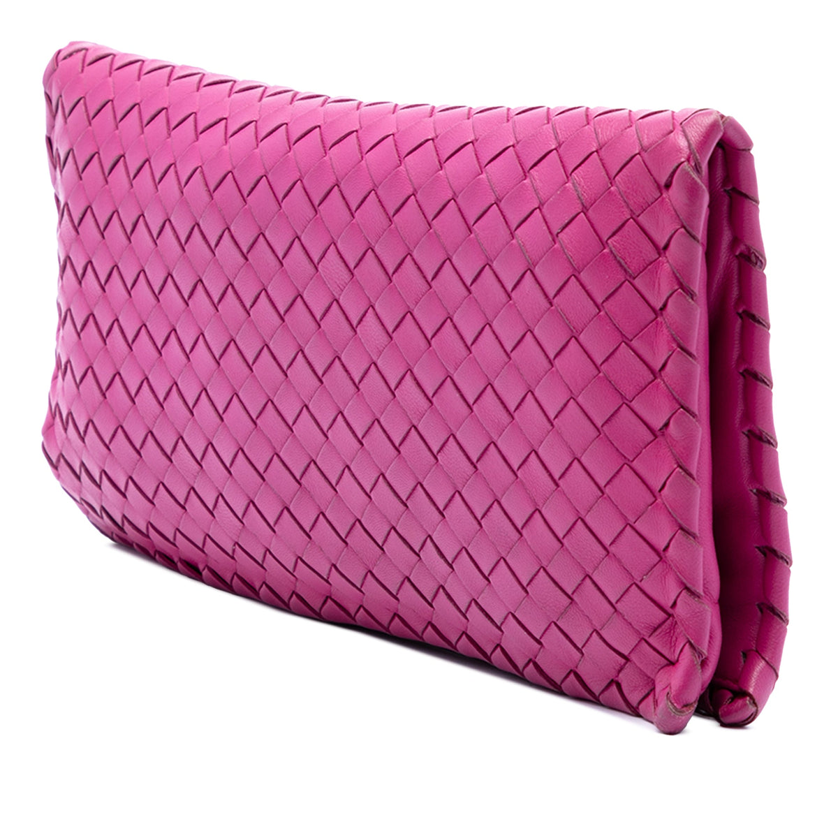 Bottega Veneta Nappa Intrecciato Turn Lock Clutch — Pink