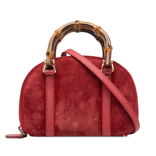 Gucci Mini Suede Bamboo Satchel