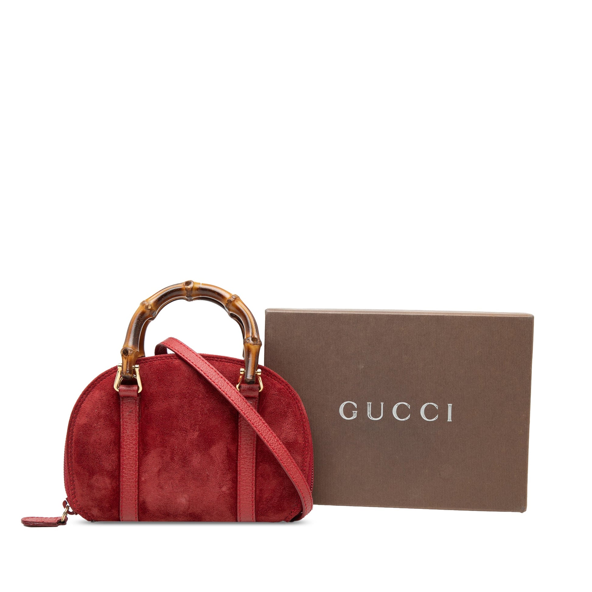 Gucci Mini Suede Bamboo Satchel