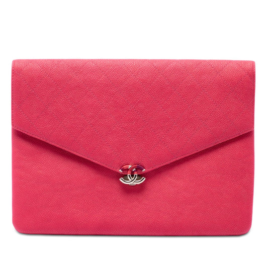 Chanel Paris Cuba Quilted Caviar Thread Around Envelope Clutch