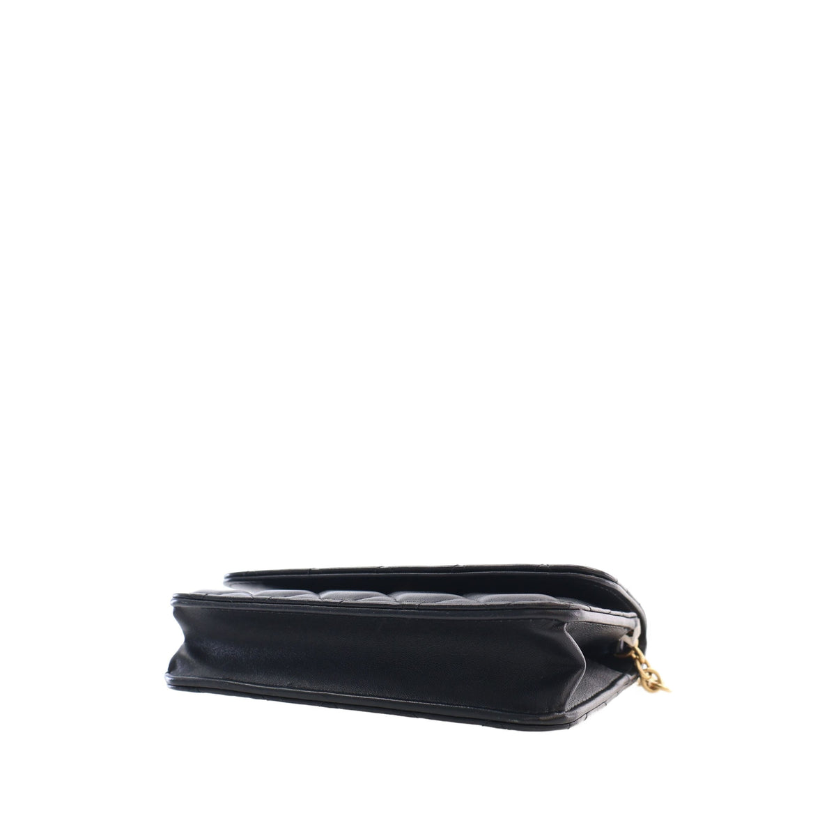 Chanel CC Quilted Lambskin Enamel and Pearl Wallet On Chain — Black