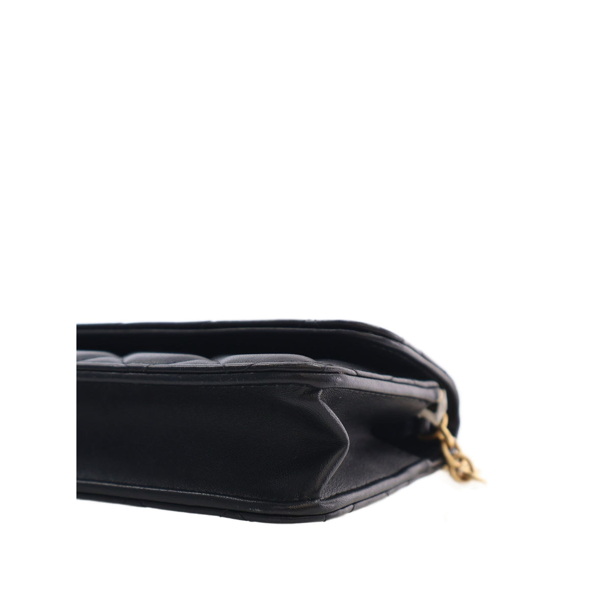 Chanel CC Quilted Lambskin Enamel and Pearl Wallet On Chain — Black