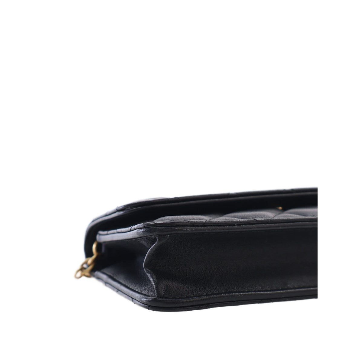 Chanel CC Quilted Lambskin Enamel and Pearl Wallet On Chain — Black