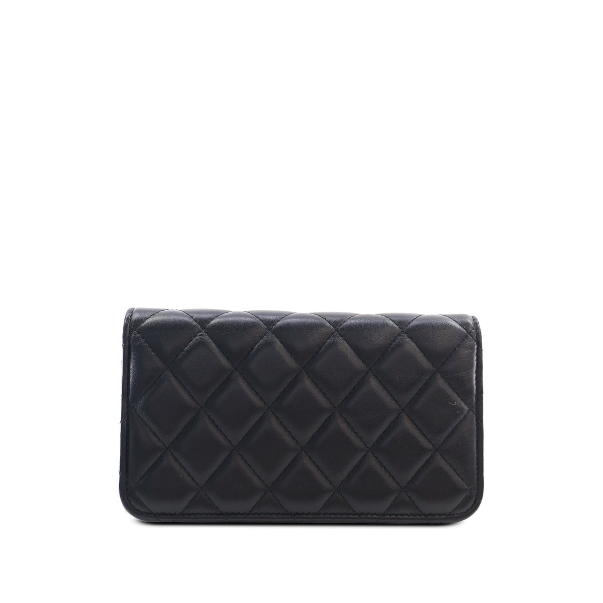 Chanel CC Quilted Lambskin Enamel and Pearl Wallet On Chain — Black