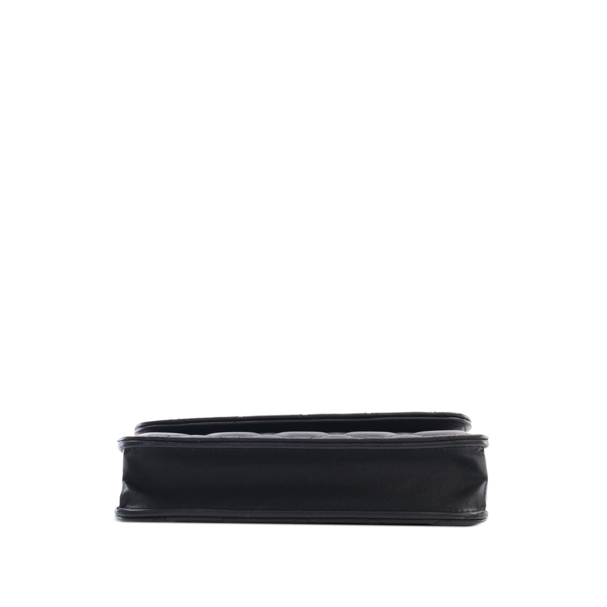 Chanel CC Quilted Lambskin Enamel and Pearl Wallet On Chain — Black