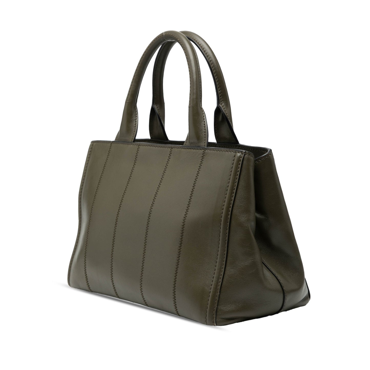 Prada Vitello Daino Vertical Stitched Top Handle Bag