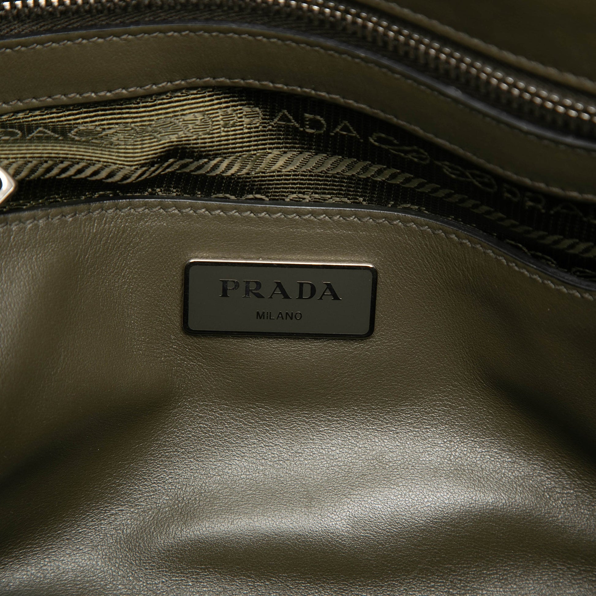 Prada Vitello Daino Vertical Stitched Top Handle Bag