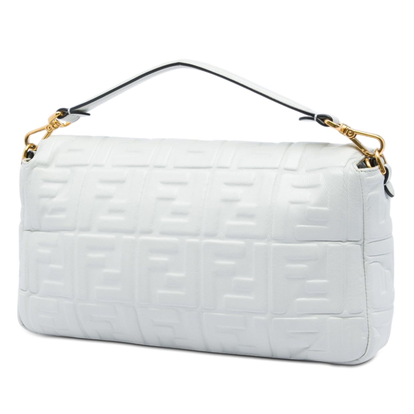 Fendi Large Zucca Embossed Leather Baguette Satchel