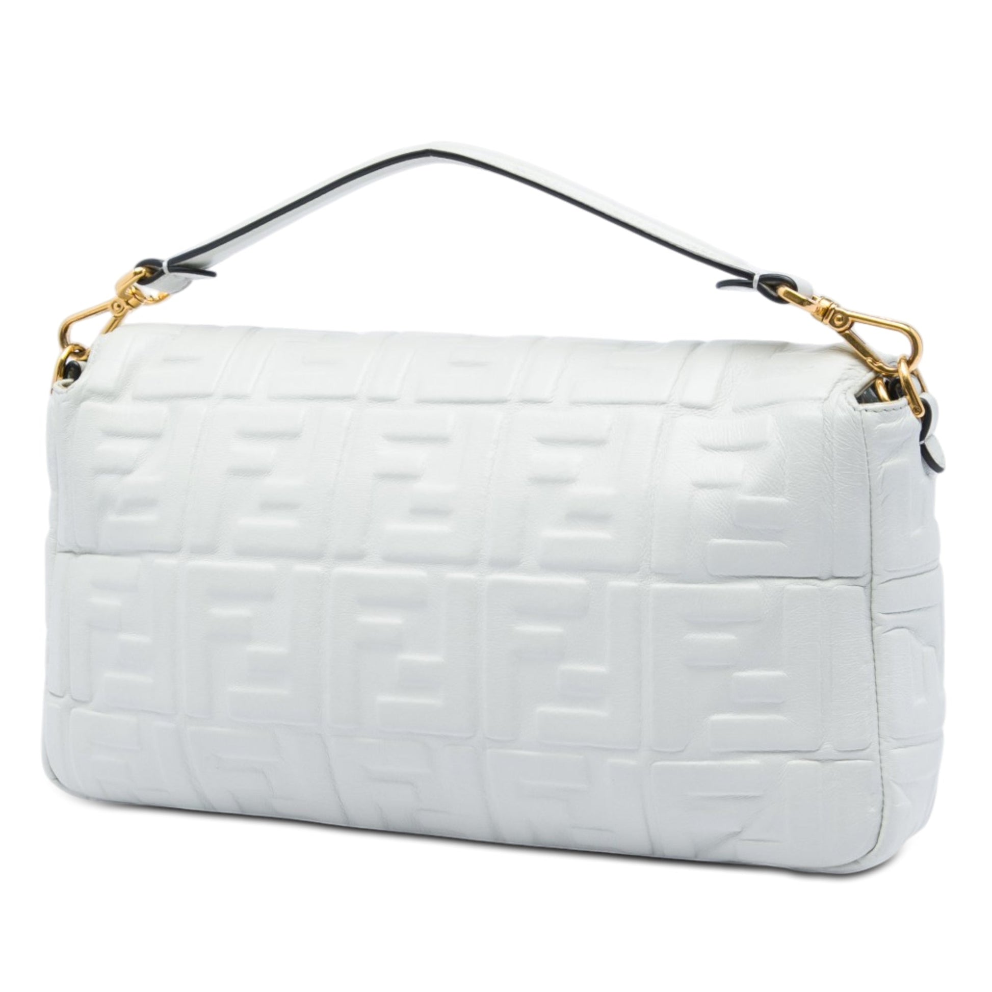 Fendi Large Zucca Embossed Leather Baguette Satchel