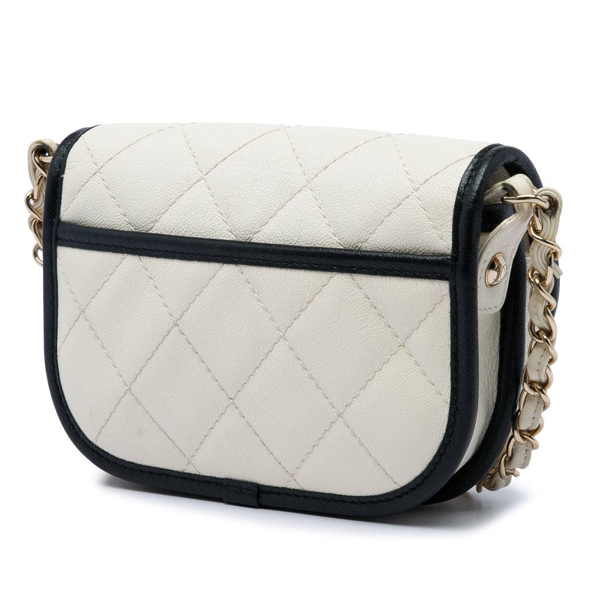Chanel Mini CC Bicolor Quilted Caviar Messenger Flap — White