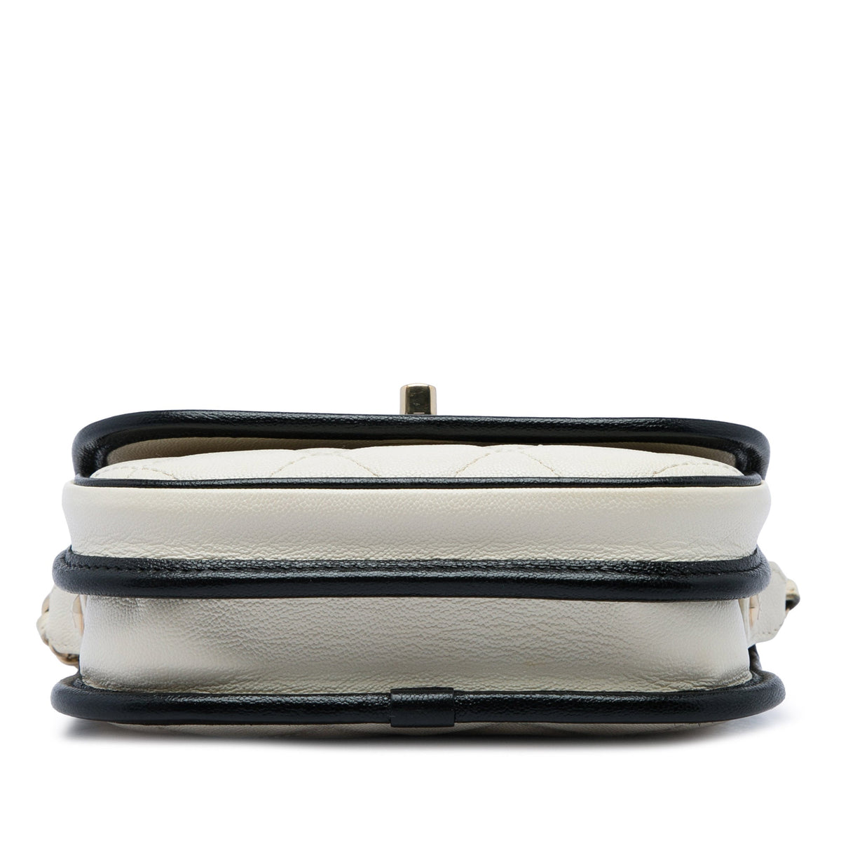 Chanel Mini CC Bicolor Quilted Caviar Messenger Flap — White