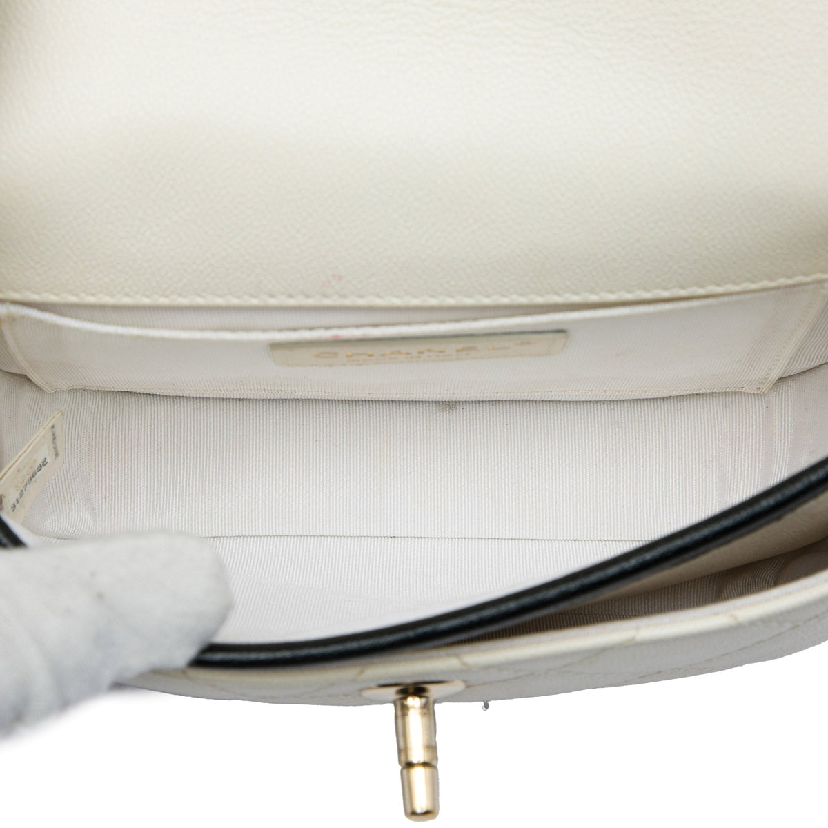 Chanel Mini CC Bicolor Quilted Caviar Messenger Flap — White