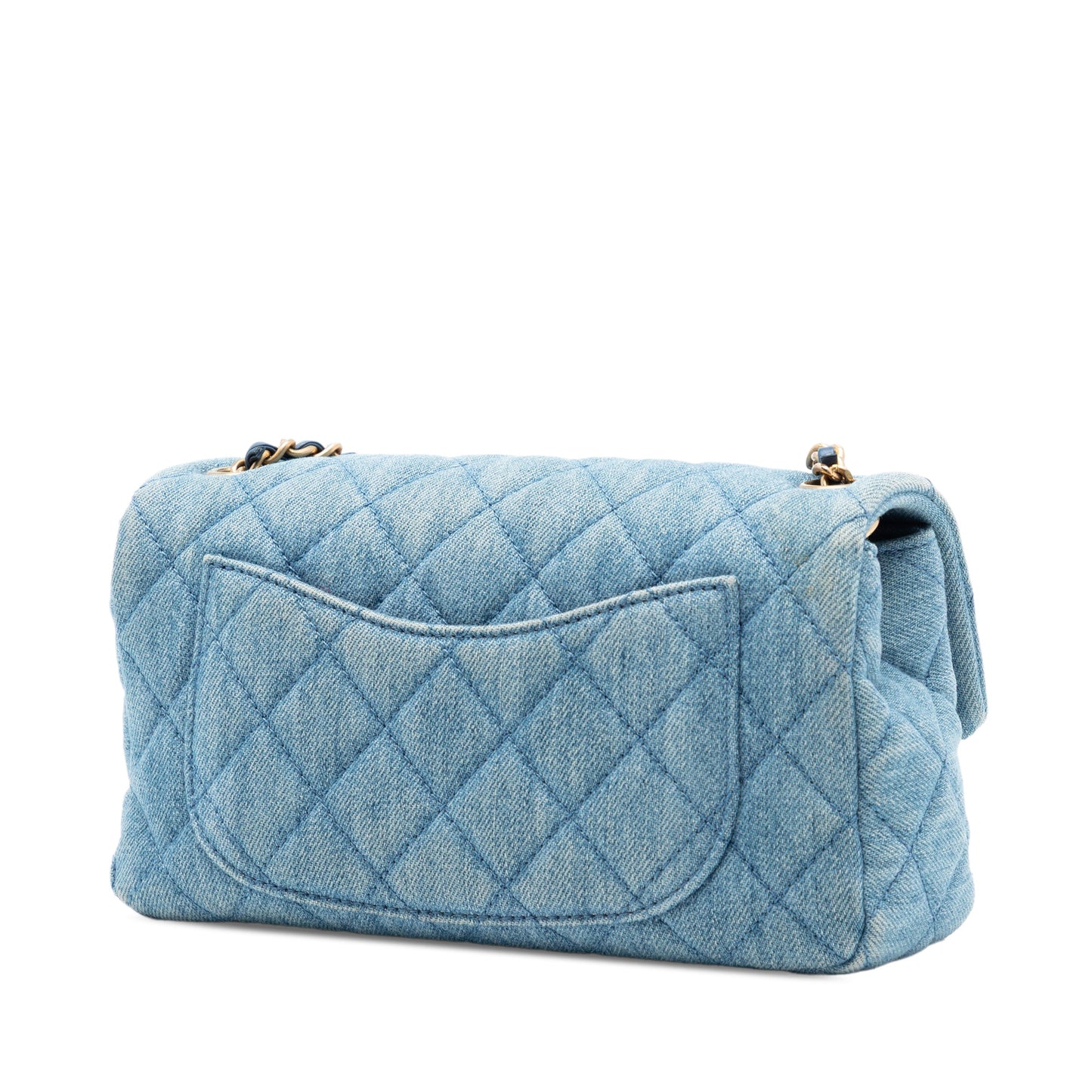 Chanel Mini Rectangular Classic Denim Pearl Crush Single Flap