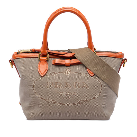 Prada Canvas Canapa Logo Bow Satchel