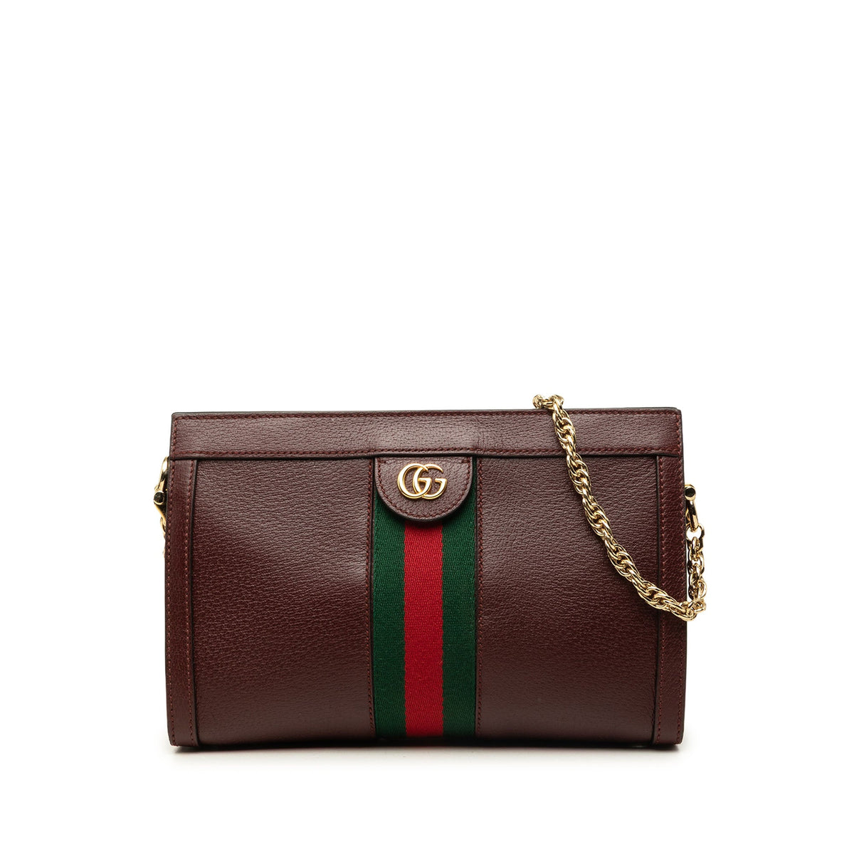 Gucci Small Calfskin Web Ophidia Chain Crossbody — Red