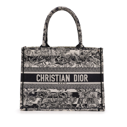 Dior Medium Striped Canvas Reverse Embroidered Dioriviera Toile de Jouy Book Tote