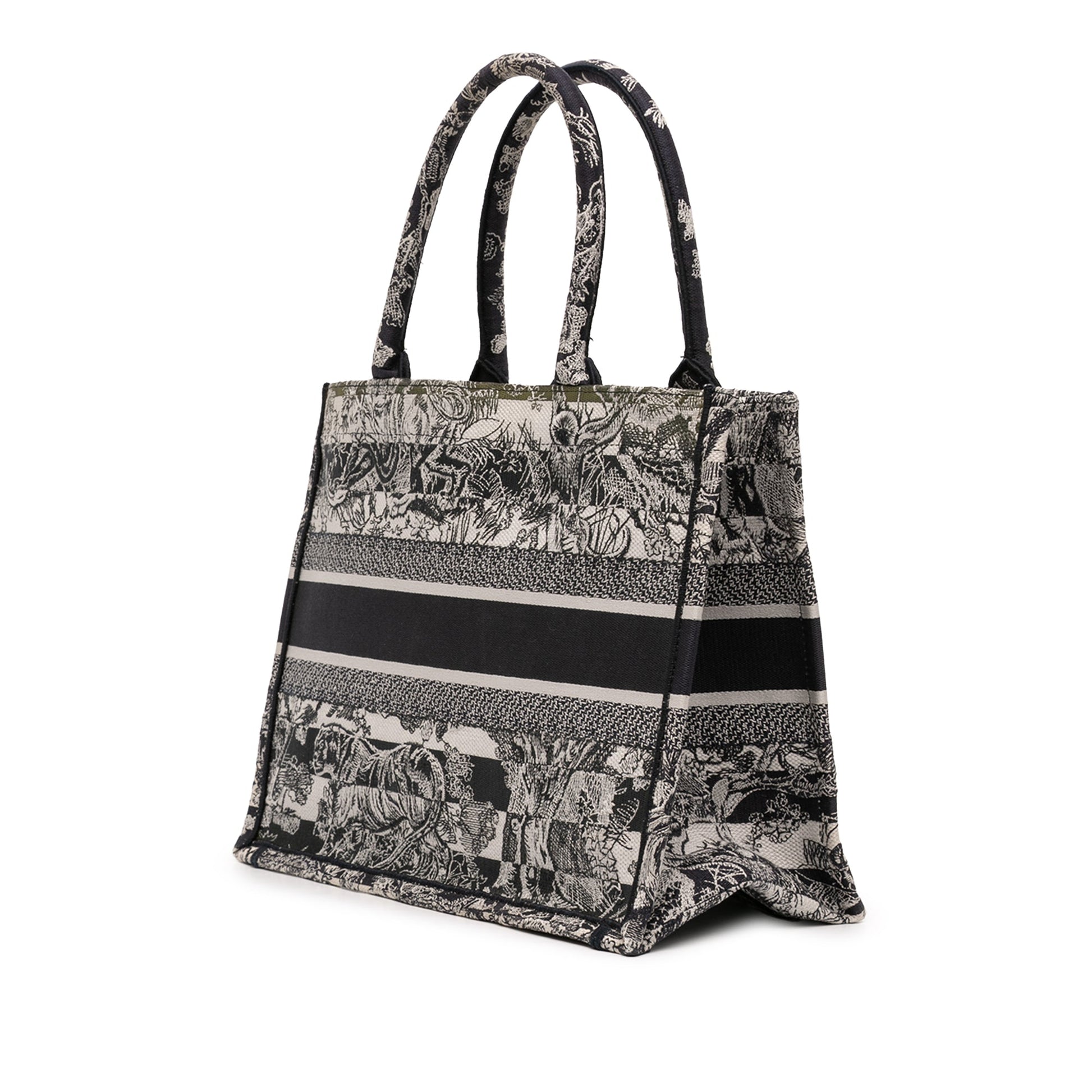 Dior Medium Striped Canvas Reverse Embroidered Dioriviera Toile de Jouy Book Tote