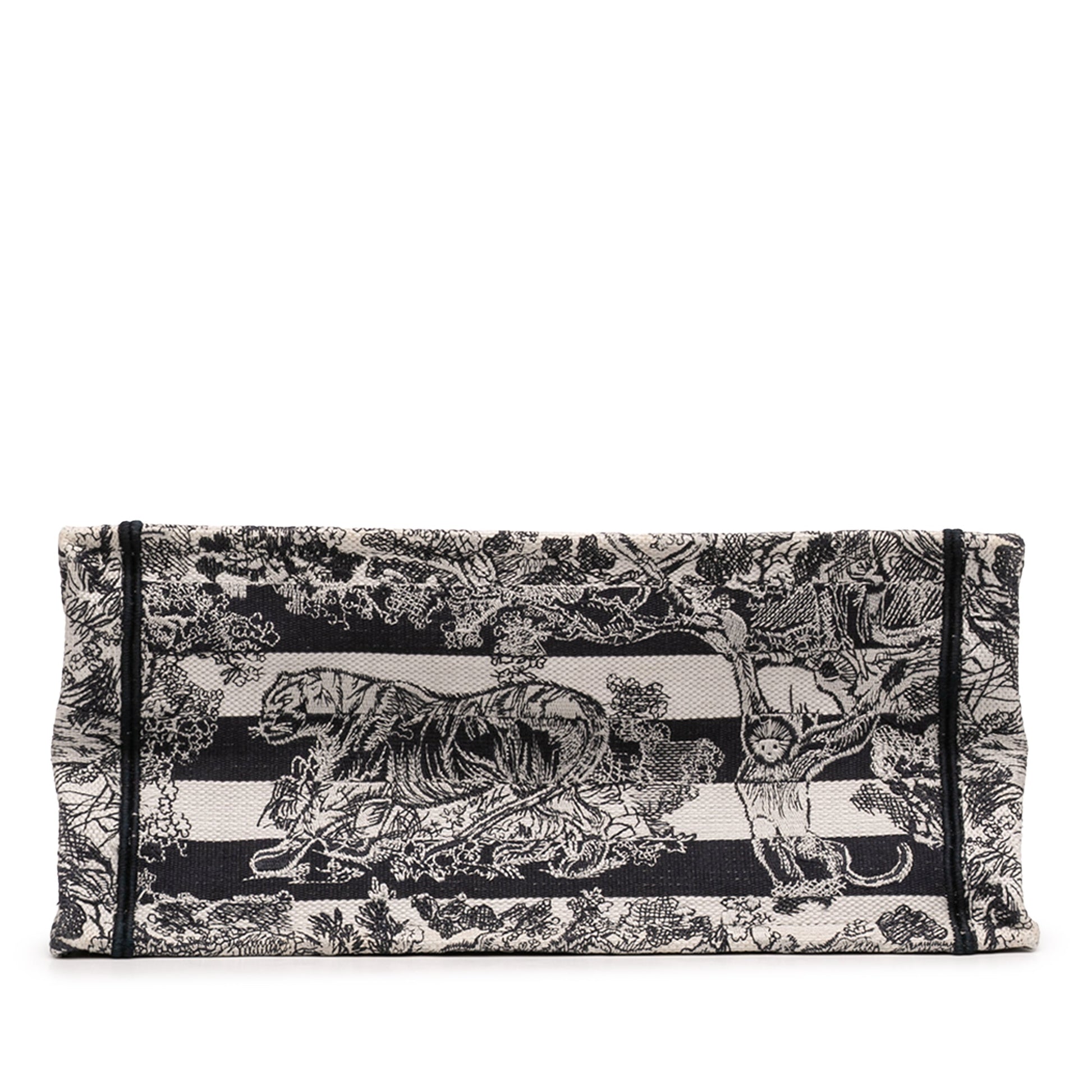 Dior Medium Striped Canvas Reverse Embroidered Dioriviera Toile de Jouy Book Tote