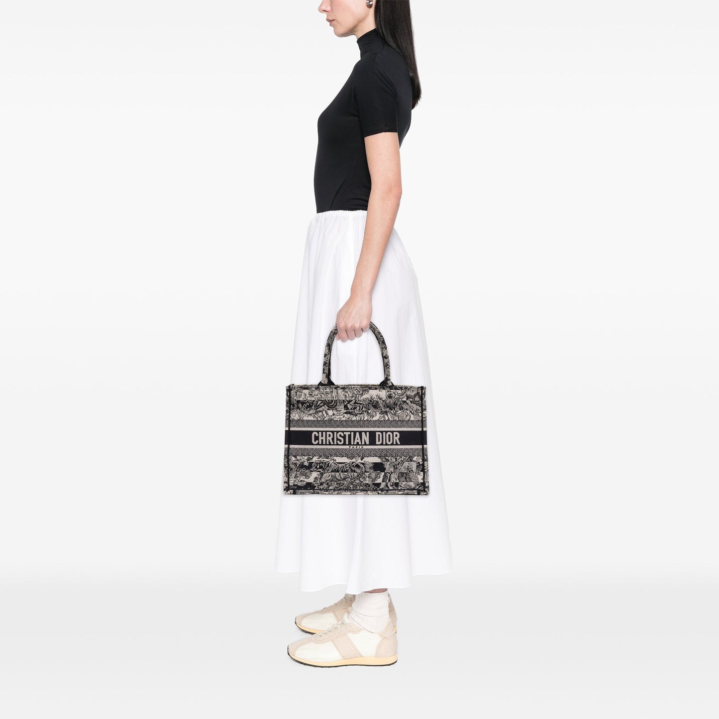 Dior Medium Striped Canvas Reverse Embroidered Dioriviera Toile de Jouy Book Tote