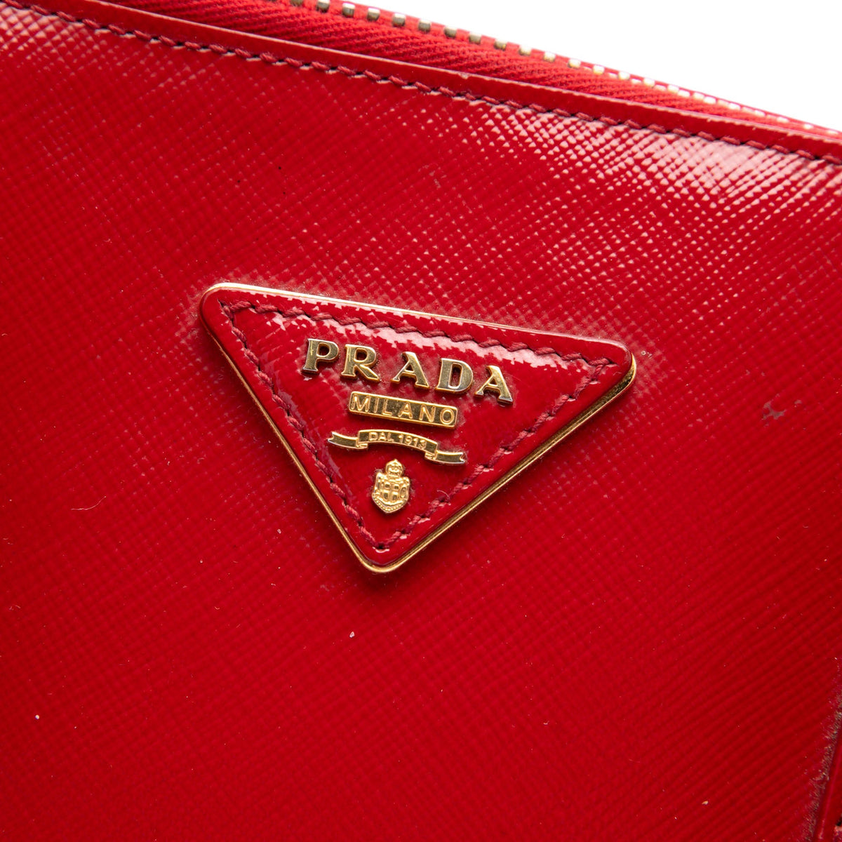 Prada Medium Saffiano Vernice Promenade Satchel — Red