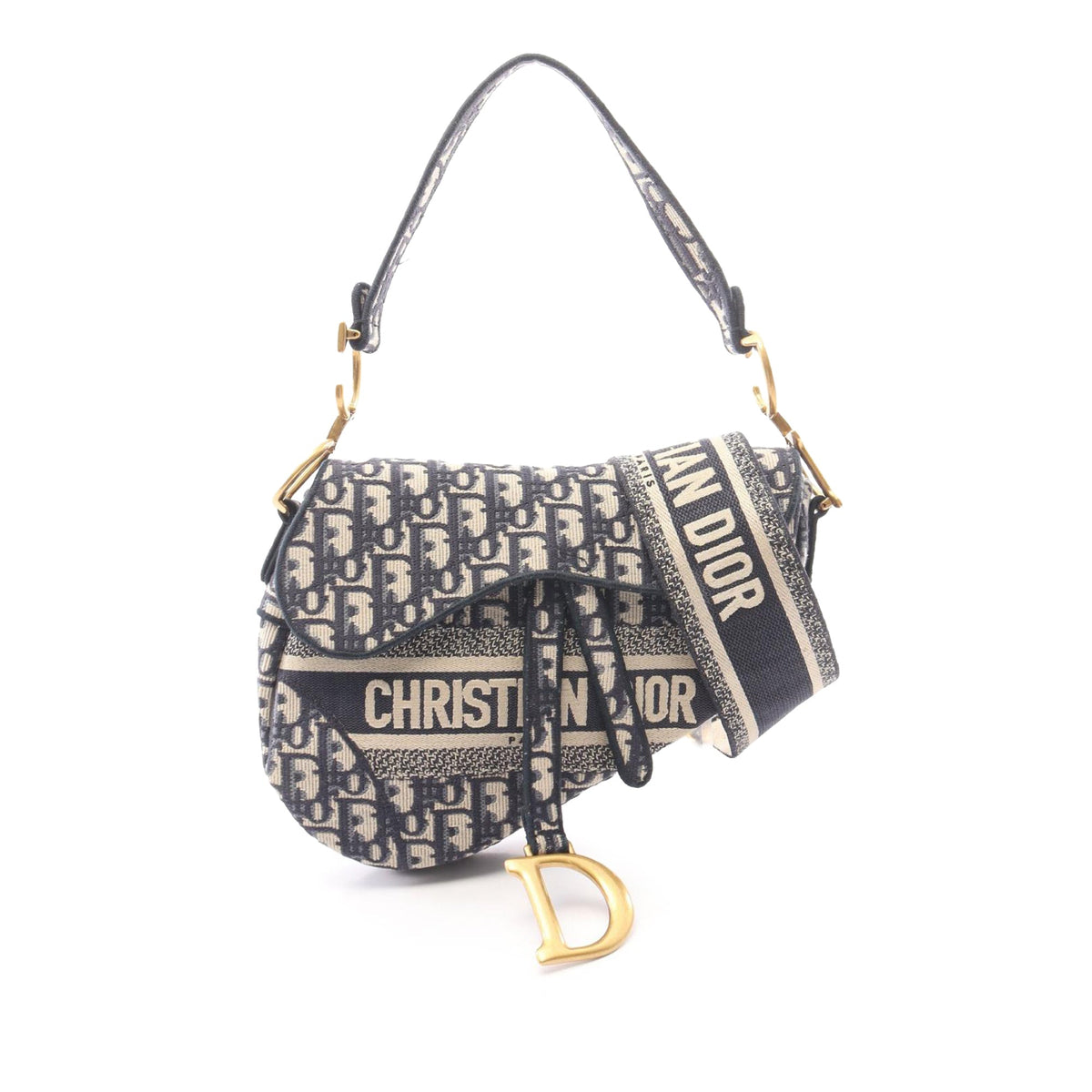 Dior Oblique Embroidered Canvas Saddle Bag