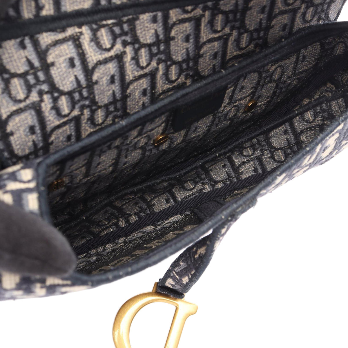 Dior Oblique Embroidered Canvas Saddle Bag