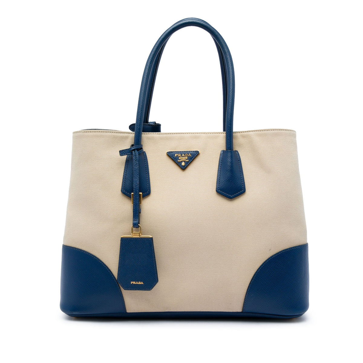 Prada Large Canapa and Saffiano Double Satchel