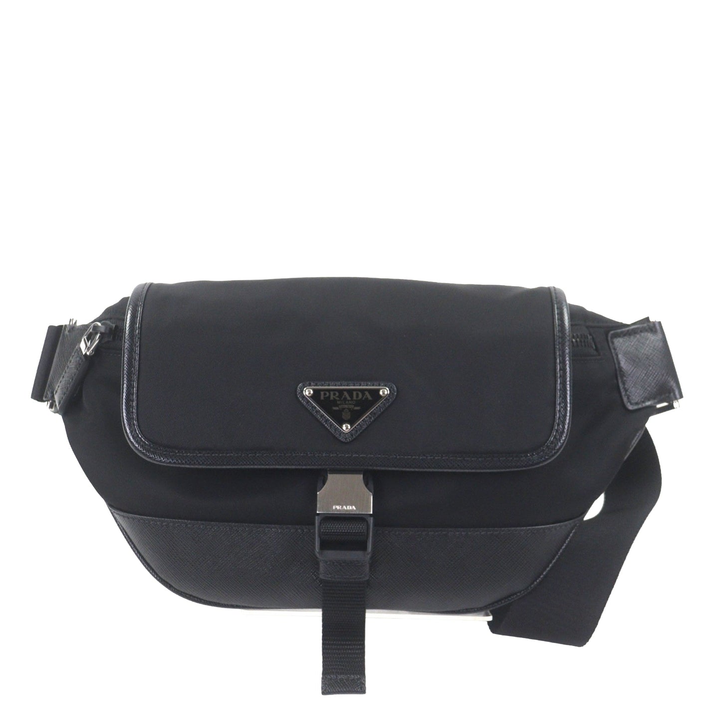 Prada Saffiano Trimmed Tessuto Belt Bag