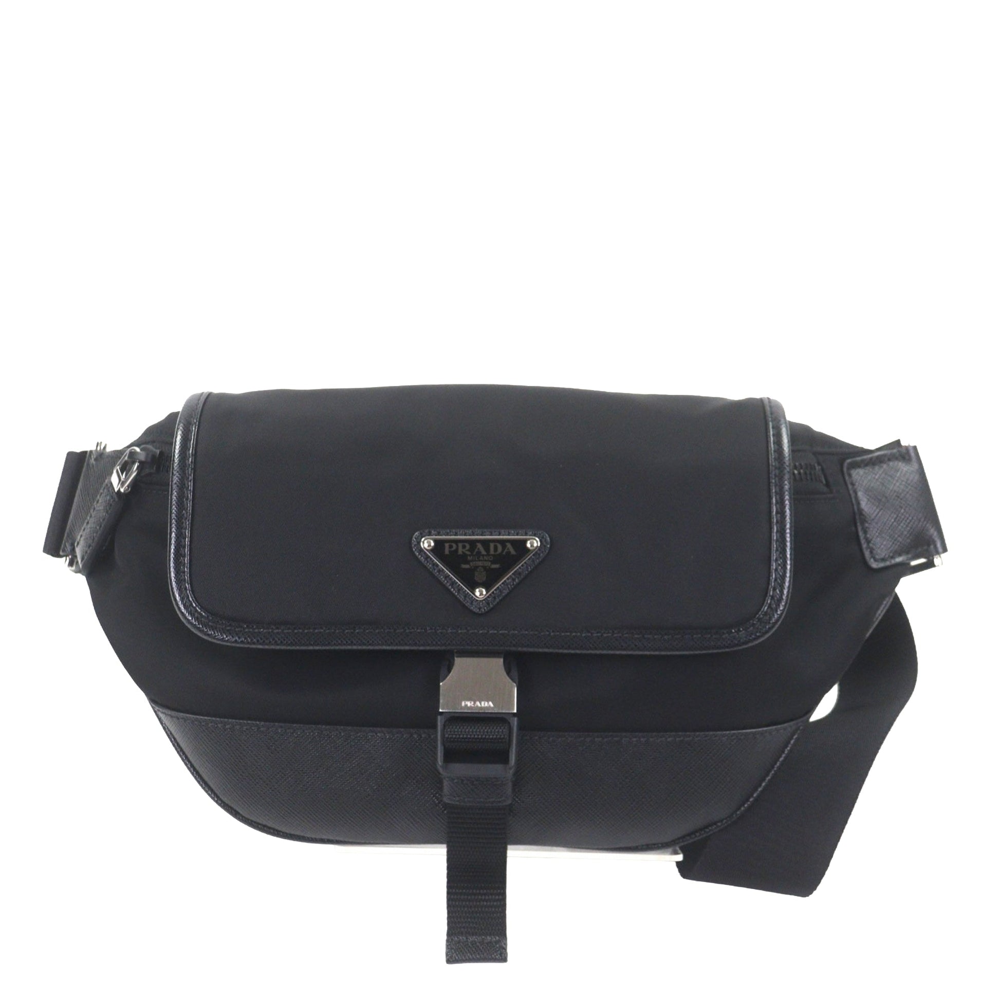 Prada Saffiano Trimmed Tessuto Belt Bag