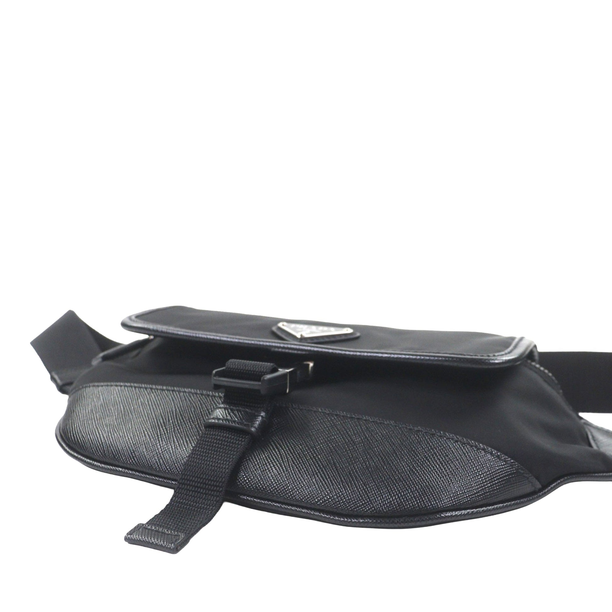 Prada Saffiano Trimmed Tessuto Belt Bag