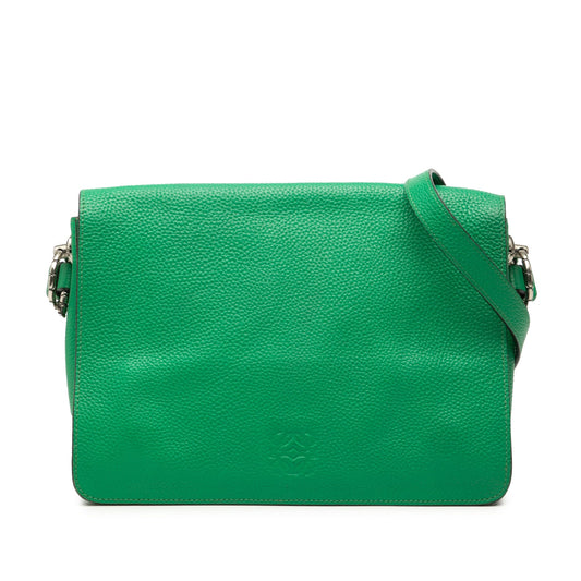 LOEWE Pebbled Calfskin Anagram Flap Crossbody