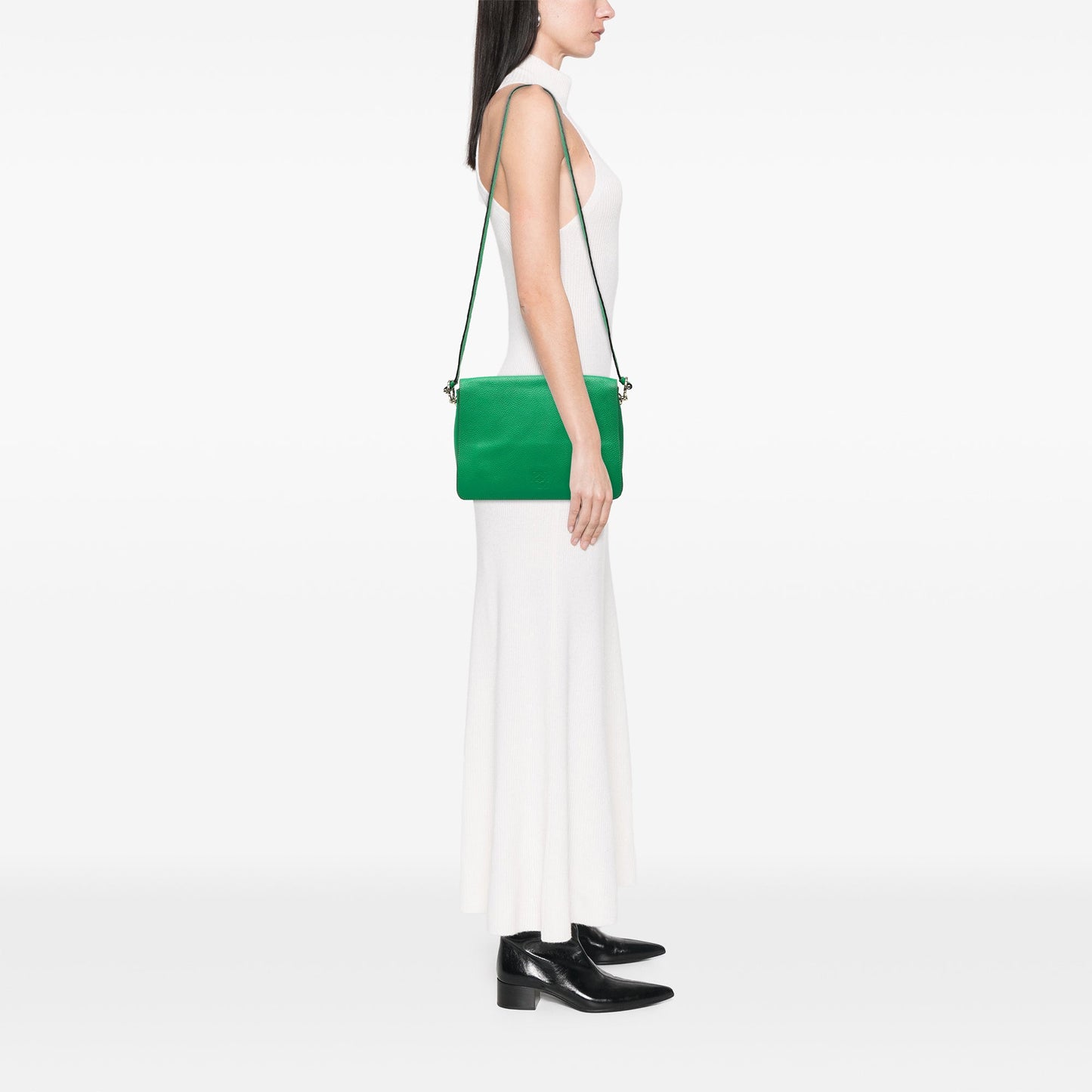 LOEWE Pebbled Calfskin Anagram Flap Crossbody