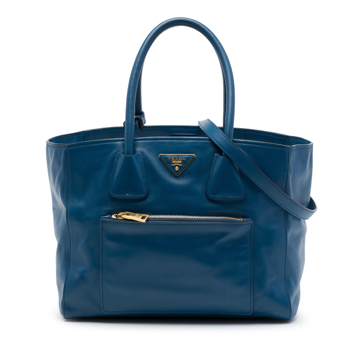 Prada Soft Calf Front Pocket Shopping Tote