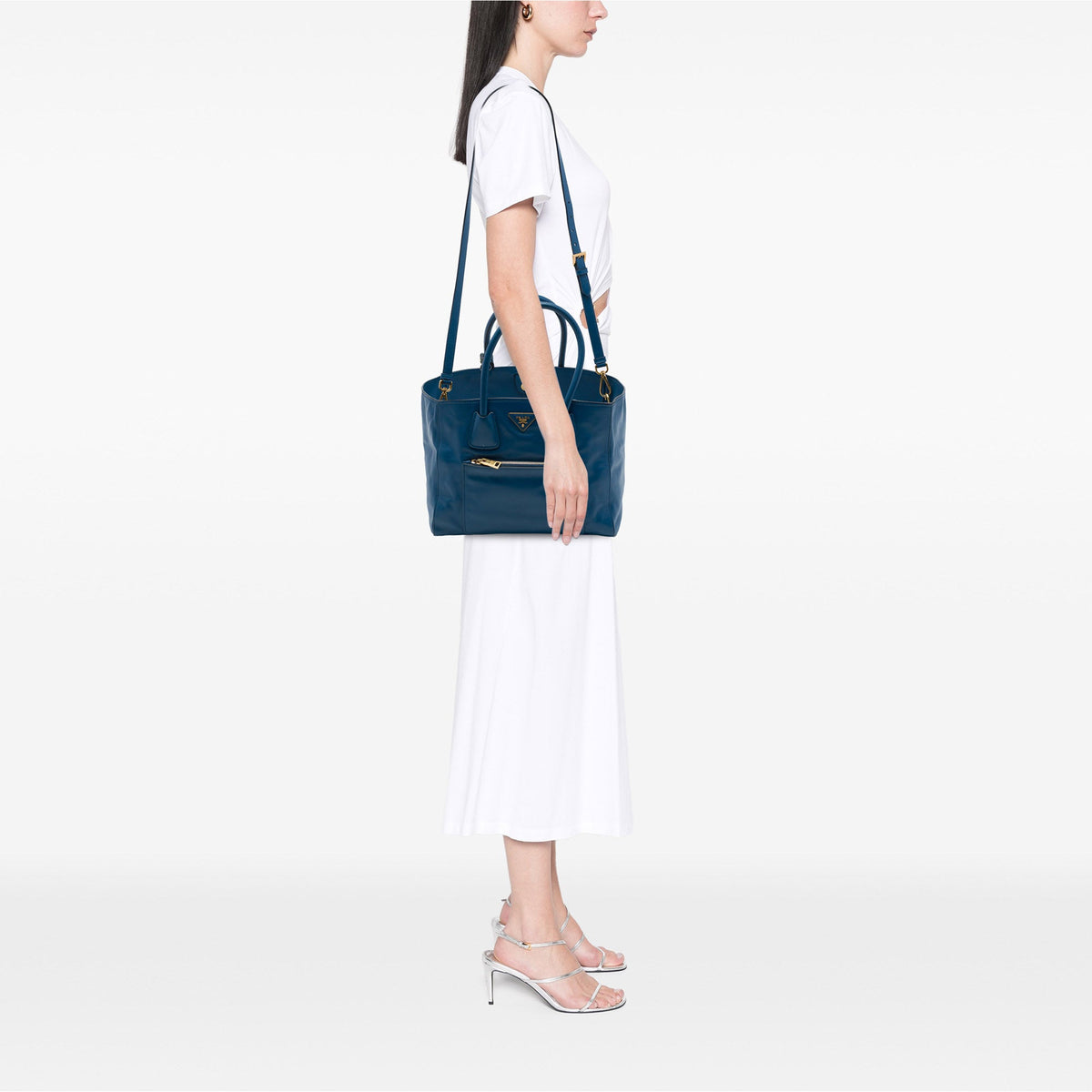 Prada Soft Calf Front Pocket Shopping Tote