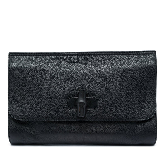Gucci Calfskin Bamboo Daily Clutch — Black