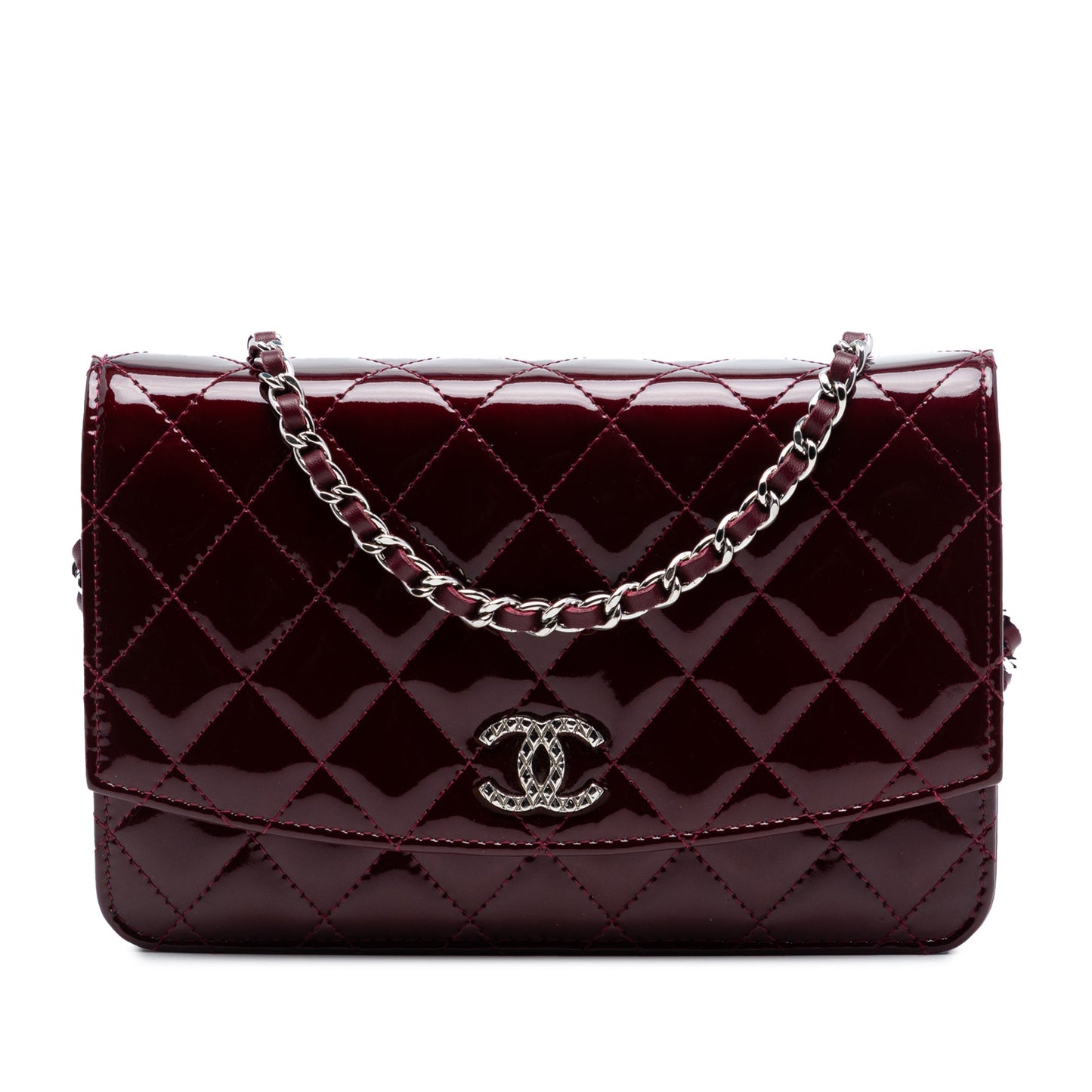 Chanel CC Quilted Patent Brilliant Wallet On Chain
