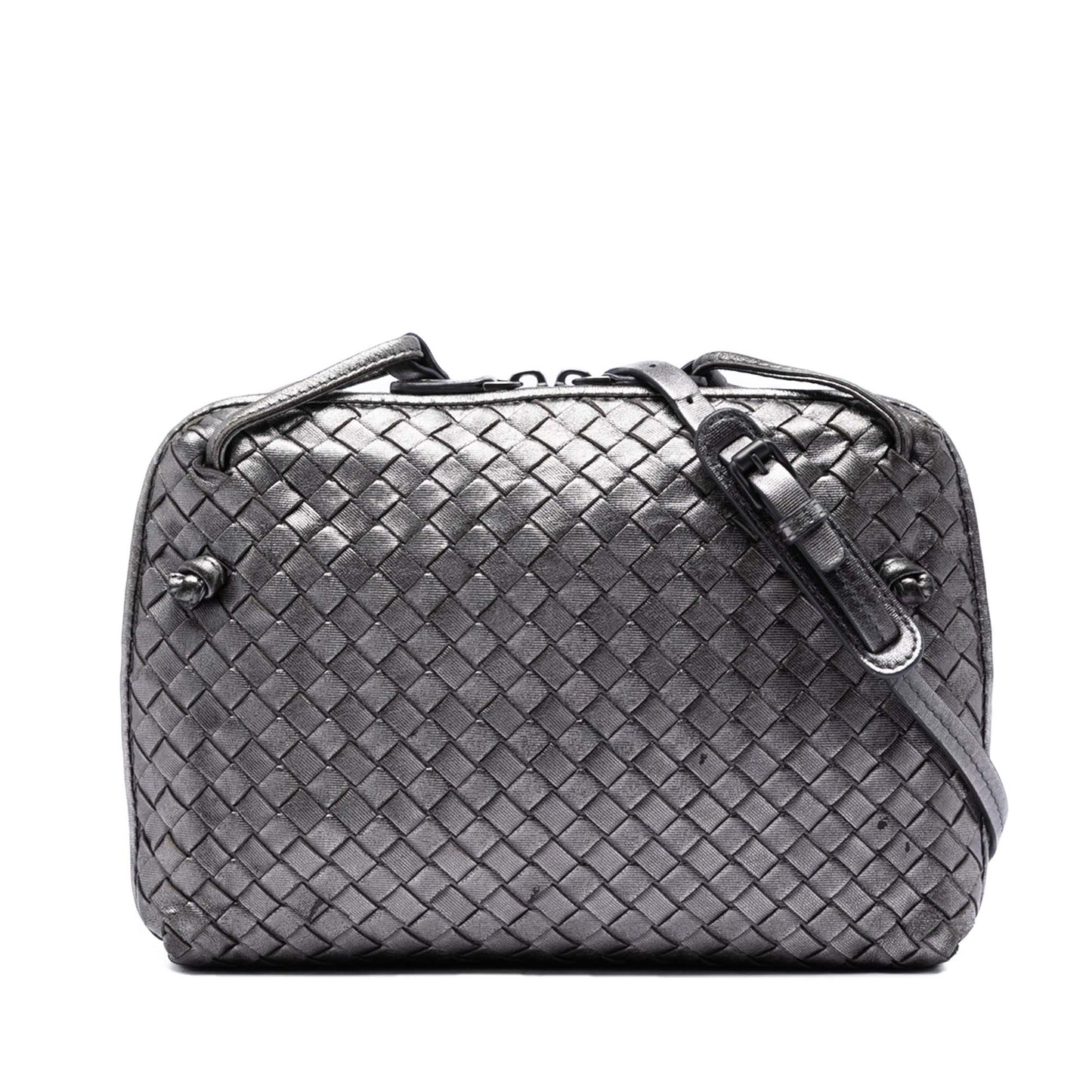 Bottega Veneta Metallic Nappa Intrecciato Nodini Crossbody