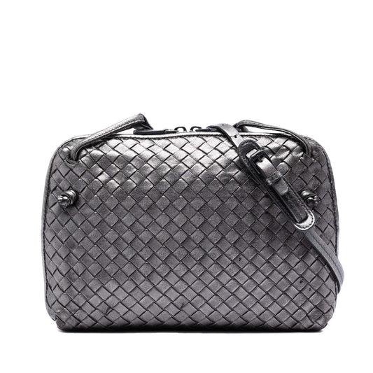 Bottega Veneta Metallic Nappa Intrecciato Nodini Crossbody